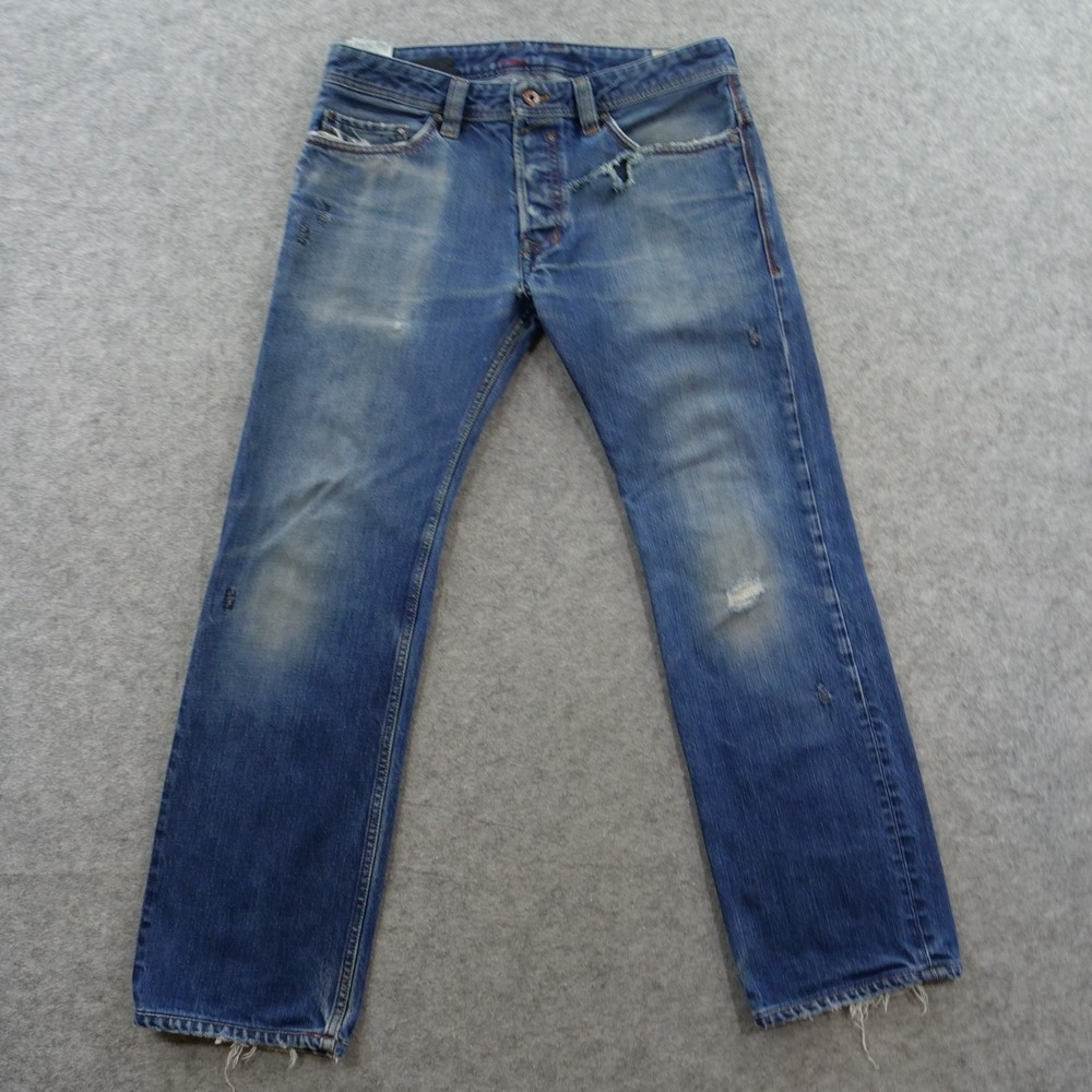 Diesel Safado Jeans Mens W30 Blue Wash 0806X Regular Slim Straight Distressed
